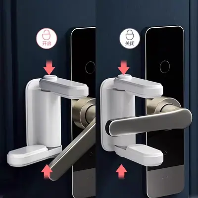 Child-Proof Door Handle Lock, Cat-Proof Pet Door Blocker, No-Drill