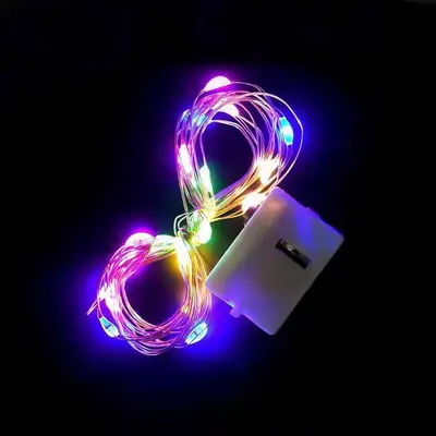 Bakır tel lamba bakır tel dize LED dize ışıkları düğme pil kutusu lamba el sanatları kapalı dize ışıkları yanıp sönen ışıklar - 9
