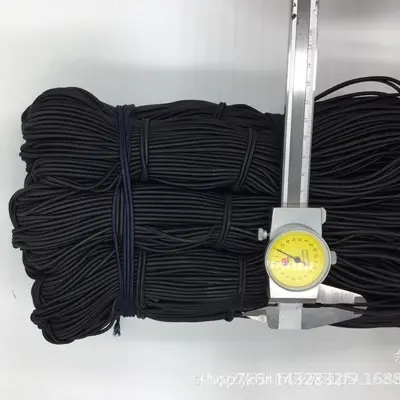 Black Round Latex Elastic Cord, 1mm-17mm, High-Strength - 4