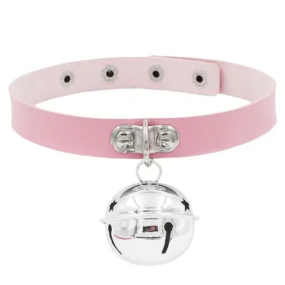 PU Leather Short Necklace, Bell Pendant Choker