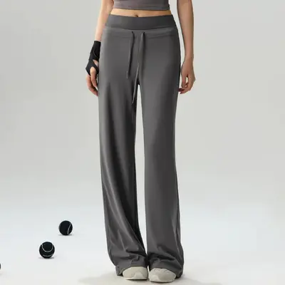 Loose yoga long pants women wide leg pilates fitness long sleeve - 9