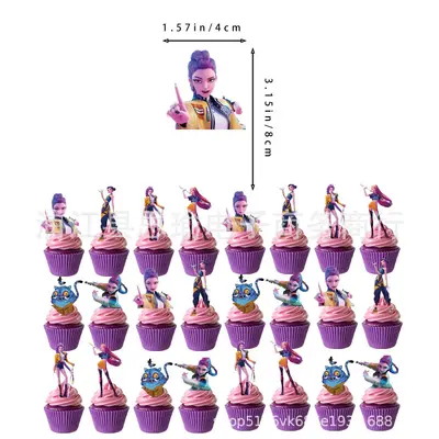Huntrix Themed Birthday Party Decoration Set with Pull Flags and Balloons