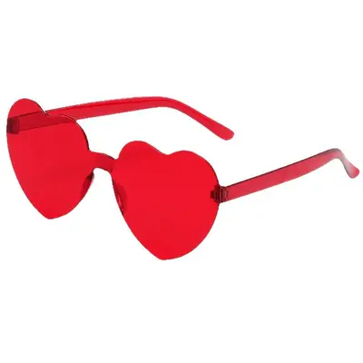 2026 Love SUNGLASSES çerçevesiz kalp şeklinde tek parça güneş gözlüğü renkli şeftali kalp tek parça güneş gözlüğü