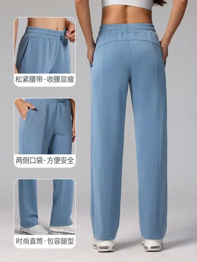 Softstream Sand-Washed Modal Drape Wide-Leg Pants High-Waist Loose Jogging Fitness Sports Long Trousers Yoga Pants