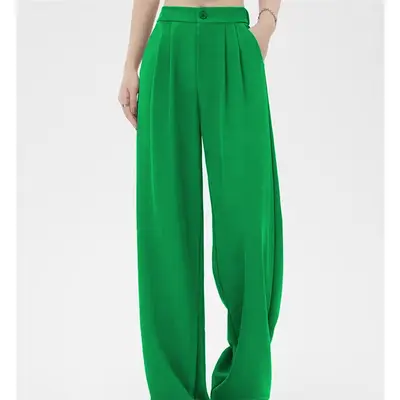 Damen-Anzughose, hohe Taille, locker, gerades Bein, Weitenschnitt