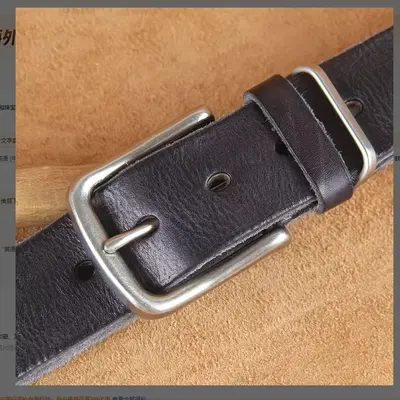 Genuine Leather Men's Vintage Single Layer Belt Simple Casual Pin Buckle Real Leather Waistband Youth Student Jeans Belt