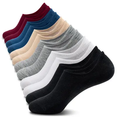 Women's Summer Thin Boat Socks, Black Polyester, Anti-Slip