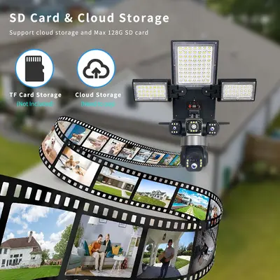 Factory Wholesale Outdoor Waterproof Security Surveillance 4G Triple Screen Smart Remote Control Solar Street Light Camera