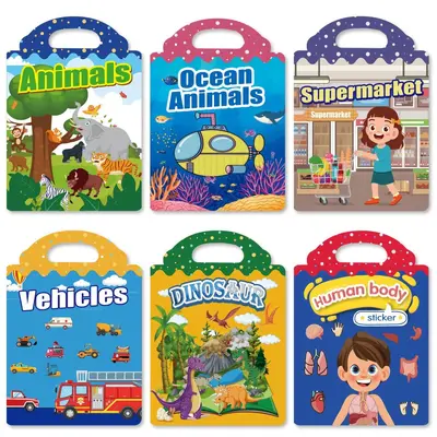 DIY Jelly Sticker Book for Children, Educational Scene Activity Book - 6