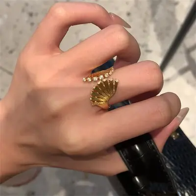 Kadın S925 gümüş zirkon yüzük, ortaçağ stili, fırçalı - 10