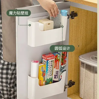 Kitchen cabinet door organizer, cling film holder, no-drill installation - 1