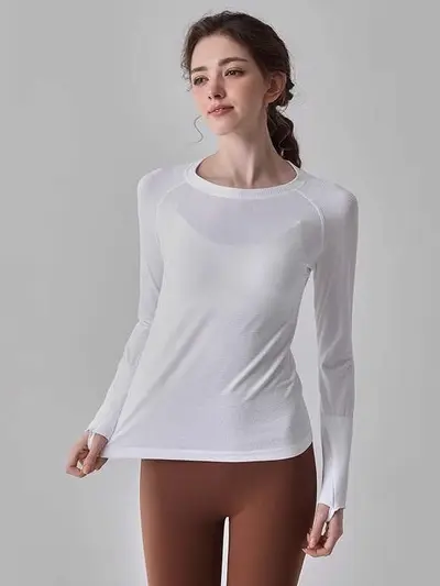 Kadın slim fit uzun kollu yoga ve koşu üst giyim - 5