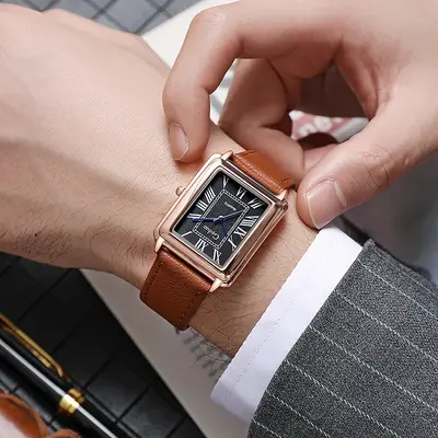 Rahat roma iş erkek saati kare erkek saati moda basit tank kemer izle Dropshipping - 8