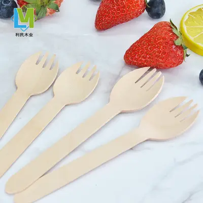 Disposable Birch Wood Knife, Fork and Spoon Set, Biodegradable