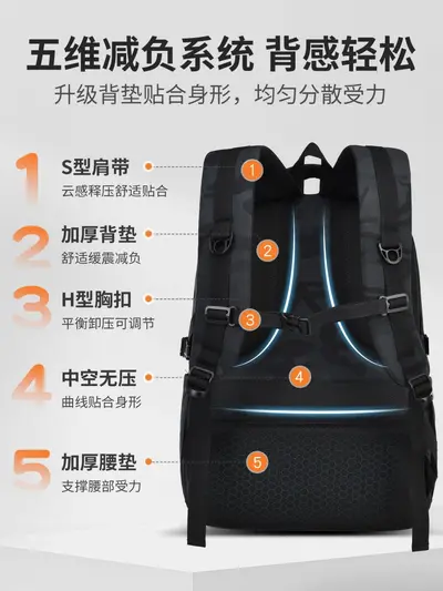 Boys school backpack, extra large capacity, spine support - 5