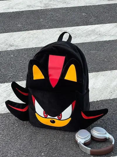Black Plush Backpack for Middle School and Travel