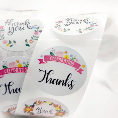 Thank You Stickers, Floral Seal Stickers for Baking Paper Envelopes