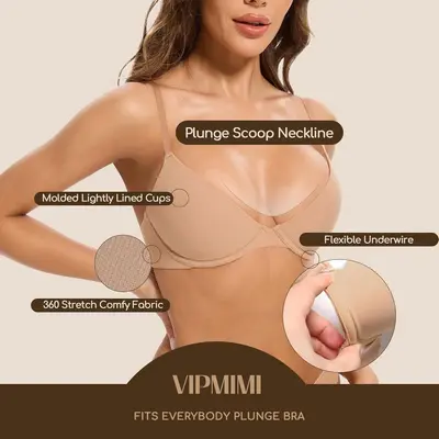 Women's Low-Cut Bra, Lightweight Lined, Soft Fabric