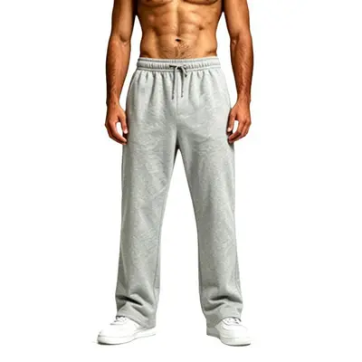 Men's Solid Color Drawstring Wide-Leg Pants, Autumn Winter Fleece - 10