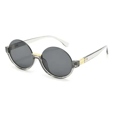 Unisex Oval Half-Frame Sunglasses with UV Protection - 4