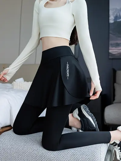 Damen-Sporthose in Scheinzwei-Optik, elastisch, mit Fleecefutter - 3