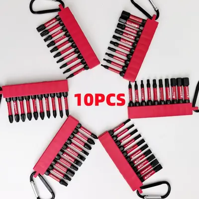 10 parça bit seti, Phillips, altıgen, Torx delikli, 50 mm