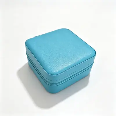 Square jewelry storage box, travel jewelry box, mini leather zipper pouch, portable necklace ring box - 13