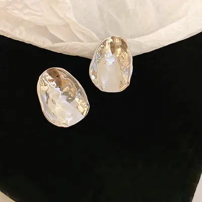 Silver Circle Earrings, Needle Post Studs - 9