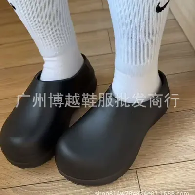 Yaz Kalın Taban Mule Aşçı Ayakkabısı, Kapalı Burun, Hafif, Unisex - 3