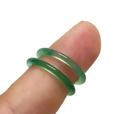 Akik yüzük, ince tasarım, yağlı yeşil/beyaz/pembe - 6