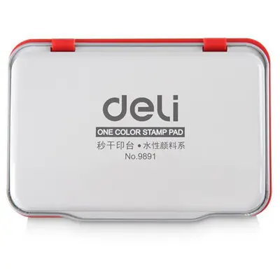 Deli 9891 Schnelltrocknendes quadratisches rotes Stempelkissen