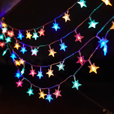 LED küçük renkli ışık dize durak yıldız ışığı kamp tarzı atmosfer ışık dize Noel açık hava festivali dekoratif ışık yanıp sönen ışık pil - 12