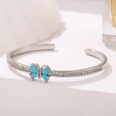 Copper bracelet with rhinestone, gold and silver options - 9