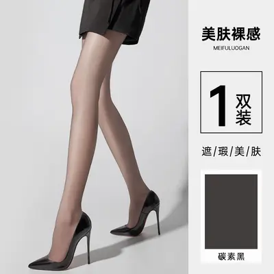 Women's Thin Breathable Invisible Black Stockings, Lycra, Run-Resistant - 8