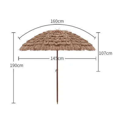 Outdoor Thatched Sun Umbrella, Simulated Straw Beach Parasol for Courtyard and Garden - 7