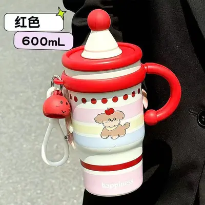 Large-Capacity Cartoon Insulated Cup with Straw for Office Use - 6