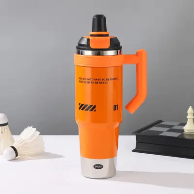 316 Paslanmaz Çelik Pipetli Buz Bardağı Saplı Termos 900ml - 8