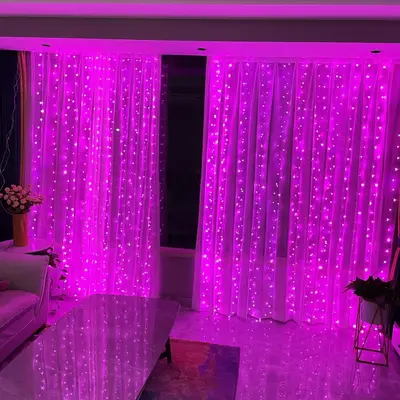 Sınır ötesi stokta bulunan 3*3 metrelik LED bakır tel ışık zinciri, kancalı, uzaktan kumandalı, USB girişli, yatak odası perde dekorasyonu için. - 11