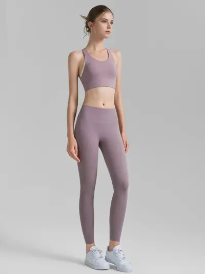 Women's 2-Piece Sports Set, Seamless Lycra Yoga Leggings and Bra