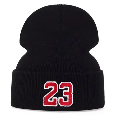 23 Embroidered Knit Hat, Western Cross-Border Hot-Selling Warm Pullover Wool Hat, Acrylic Plain Beanie Hat