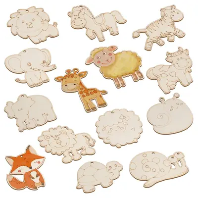 Wooden DIY Painting Kit, Dinosaur, Flower, Fish and Ocean Themed Necklace