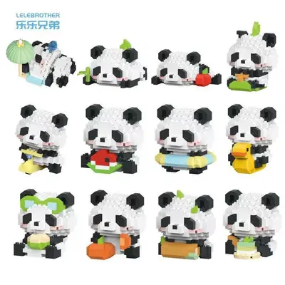 Kleiner-Panda-Figur Blindbox, Lego-kompatible Mikro-Bausteine - 6