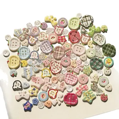 Mixed colorful cartoon printed handmade sewing buttons