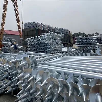 Photovoltaic ground screw pile, spiral foundation pile, customized
