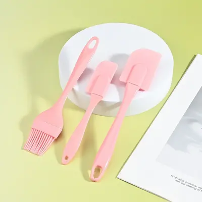 Silikonspatel-Backaccessoire-Set aus Grenzbestand, dreiteilig, weiche Schaber, Lebensmittelqualität Kuchencrème-Spatel. - 7
