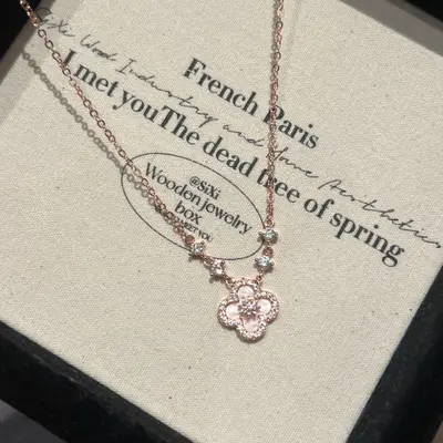 18K Gold Zirkonia Perlmutt-Halskette Schlüsselbein-Kette für Damen