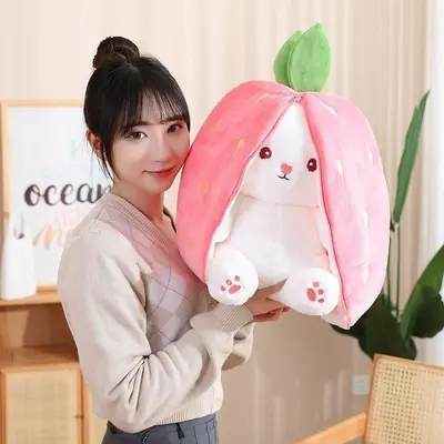 Peluş oyuncak bebek bebek yastık toptan çilek tavşan tavşan havuç doğum günü hediyesine dönüştü - 5
