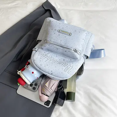 Koreanischer INS-Mode-Buchstabenster-Design Rucksack für Damen, Nischenboutique-Design, schlicht, vielseitig, Pendler-Schulrucksack - 3