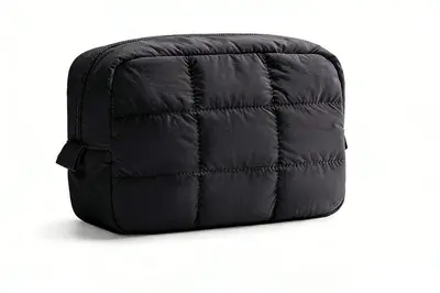 Gesteppte Kosmetiktasche im Puffy-Design, tragbarer Reiseorganizer - 10