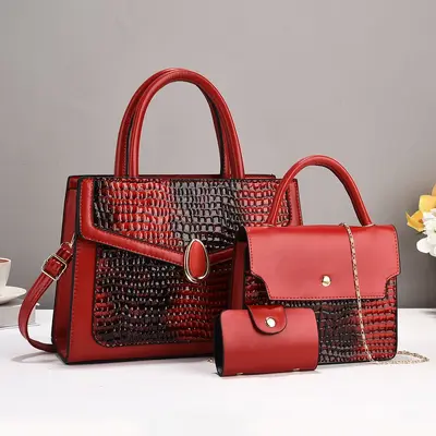 Damen-Mutter-Kind-Tasche, 3-teiliges Set mit Schultergurt - 7